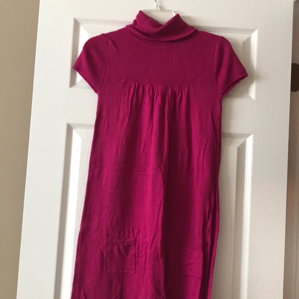 Pink shirt sleeved, turtleneck sweater dress